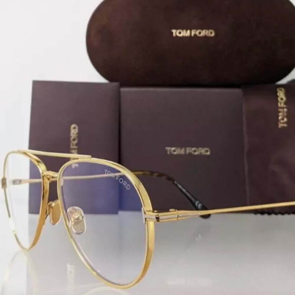 Tom Ford Authentic Gold Blue Light Eyeglasses Unisex